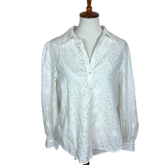 NWOT Sundance Eyelet Lace Embroidered Button Down Blouse with Tank Size L - Picture 1 of 8